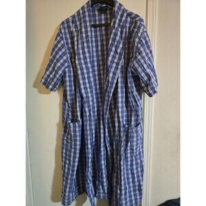 Polo Ralph Lauren Cotton Blue Plaid Mens Robe.Size Large